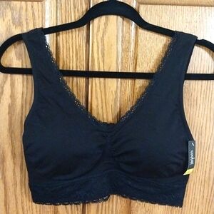 Coobie NWT Women's‎ Lace Comfort Bra 9060-L Size XL Black Seamless Wide Straps